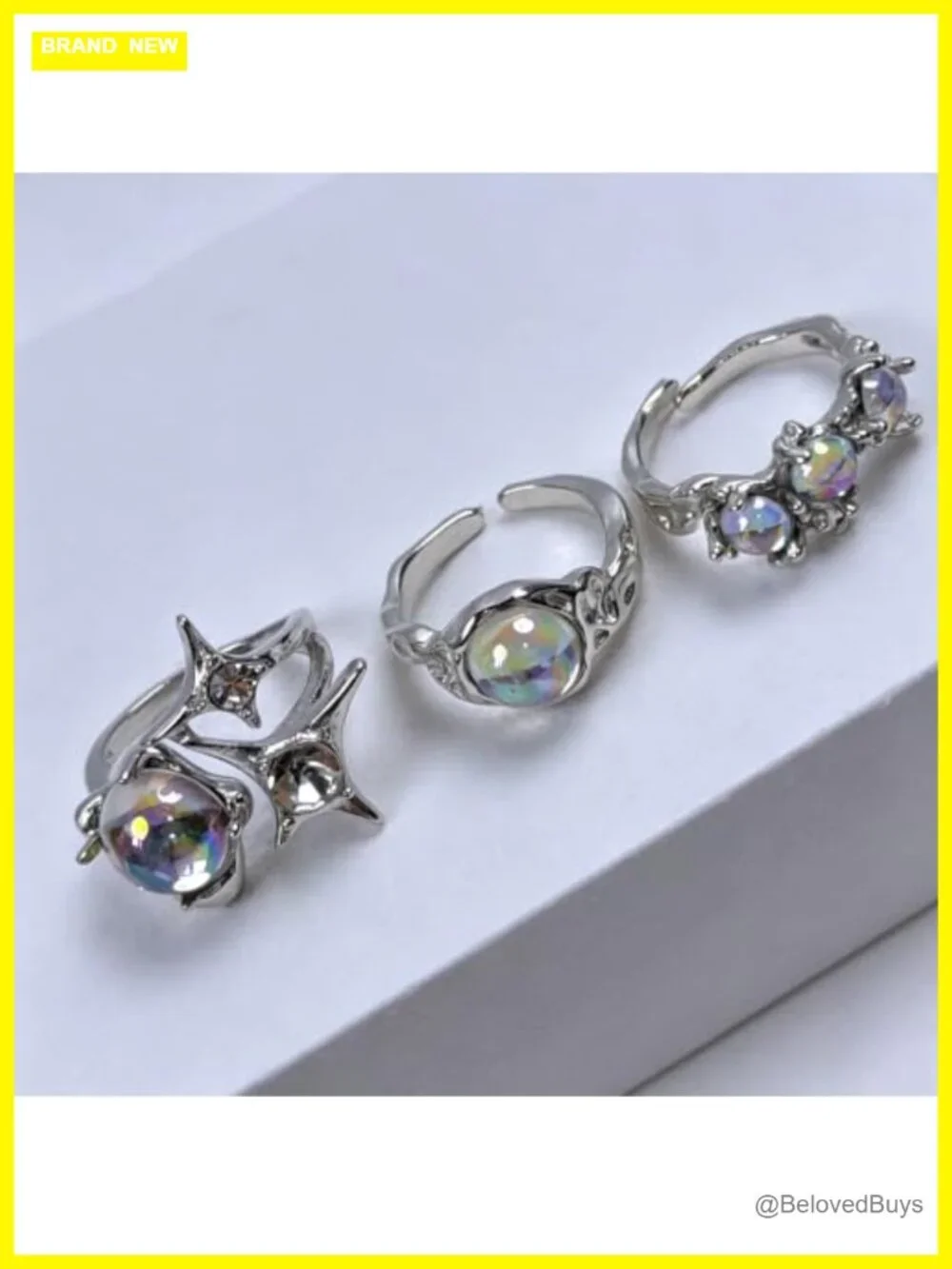 20 Piece Y2k Silver Tone Alloy Ring Set Adjustable Stackable Statement Rings